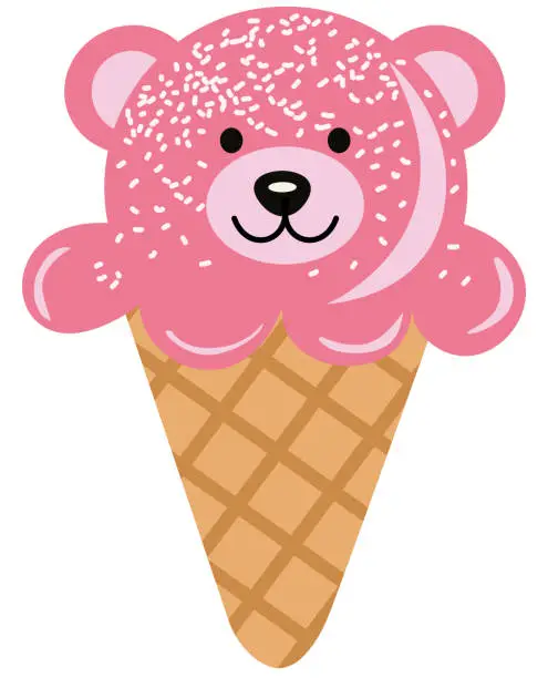 Vector illustration of Cute teddy bear ice cream cone