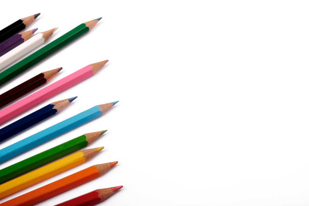 istock Color pencils on white background, copy space for text 1319979458