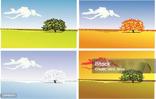 Four Pory - Stockowe grafiki wektorowe i więcej obrazów Cztery przedmioty - Cztery przedmioty, Krajobraz, Chmura