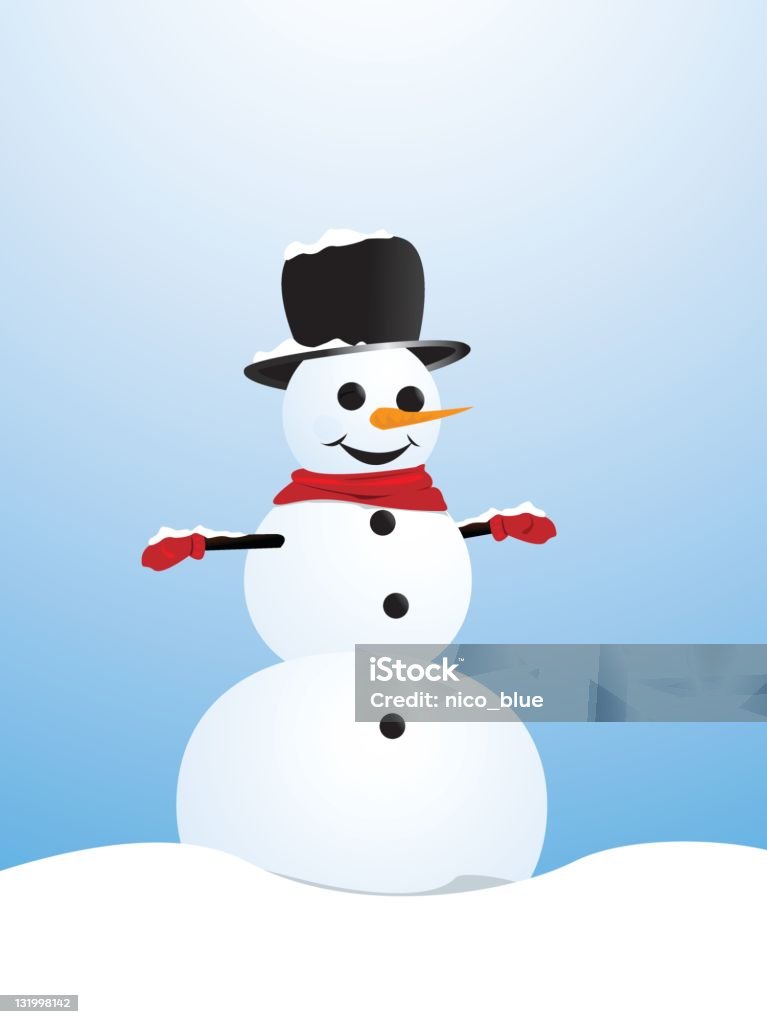 Clásico muñeco de nieve (Vector - arte vectorial de Colina libre de derechos