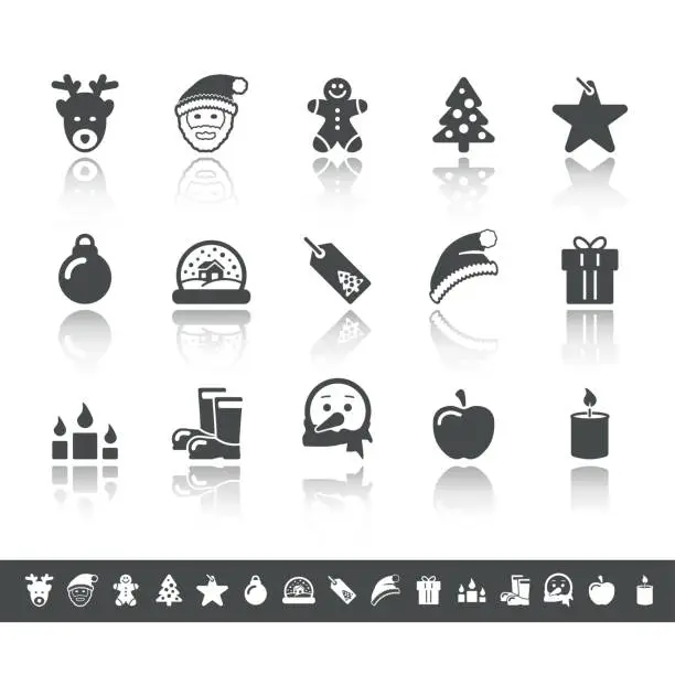 Vector illustration of Advent & Christmas Icons | Simple Grey