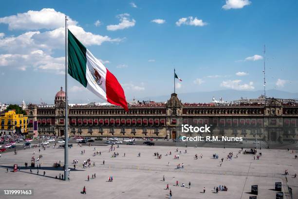 Historical Landmark National Palace Building At Plaza De La Constitucion In Mexico City Mexico Stock Photo - Download Image Now