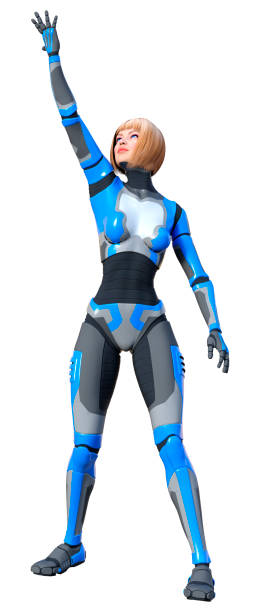 istock 3D illustration female robot on white 1319993109
