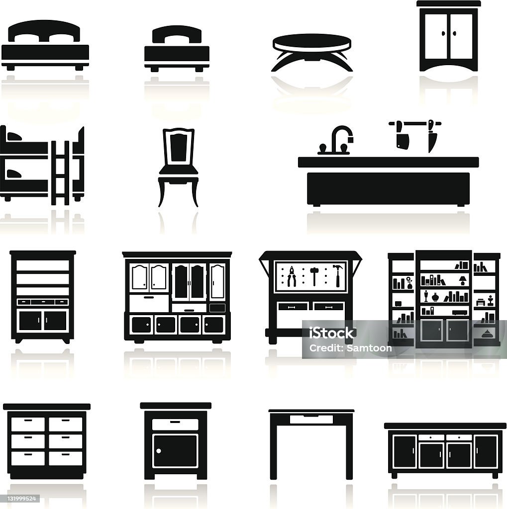 Ensemble d'icônes de meubles de maison - clipart vectoriel de Cuisine libre de droits