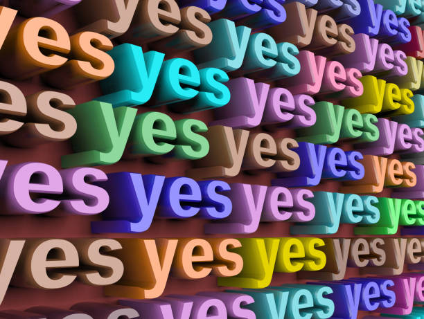 Yes blue label pinned to a plain white background noticeboard with a push pin