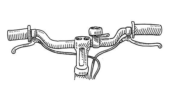Hand-drawn vector drawing of a few pieces of a Bicycle Handlebar. Black-and-White sketch on a transparent background (.eps-file). Included files are EPS (v10) and Hi-Res JPG.