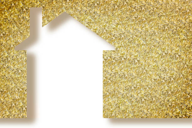 Thermal insulation coatings for residential construction with mineral wool or rock wool to reduce thermal losses also used for thermal, acoustic and fire-protection purposes - Building energy efficiency and environmentally friendly concept.
