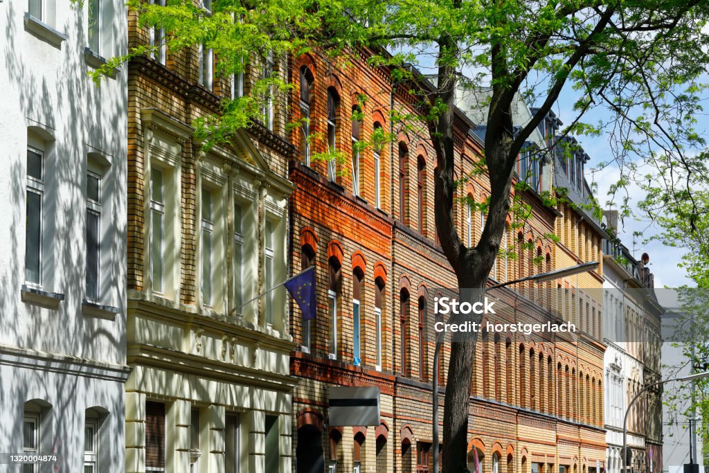 Historic Residential buildings in Ehrenfeld, Cologne Street with historic buildings in the trendy district of Ehrenfeld, Cologne Cologne Stock Photo