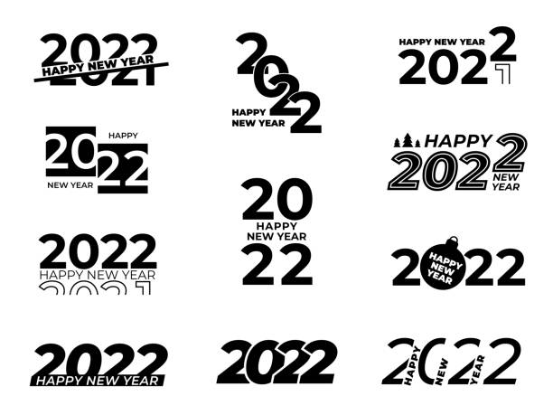 Collection 2022 Signs. New Year 22 Logo, Art Calendar NEW YEAR ㉒ 