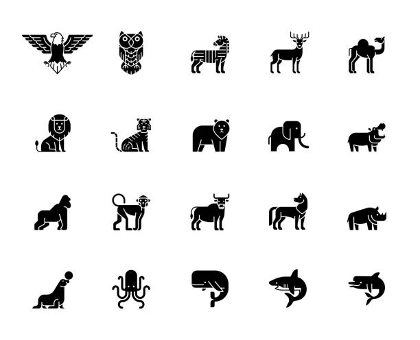 Animal icon set Wildlife, Sea Animals, Zoo, Animal Character, icons, vector illustrations. the boar fish stock illustrations