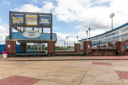 Chattanooga, TN, USA-10 May 2021: View of Finley Stadium from outside, Foundry Gate South.