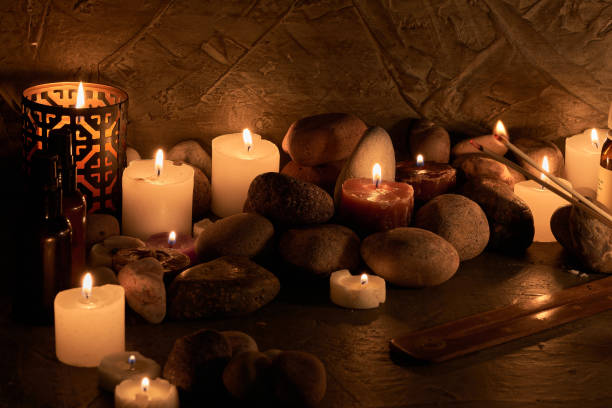 istock aromatic stones and candles for therapy and relaxation 1320012594