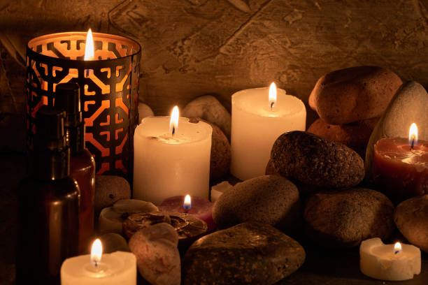 istock aromatic stones and candles for therapy and relaxation 1320012601