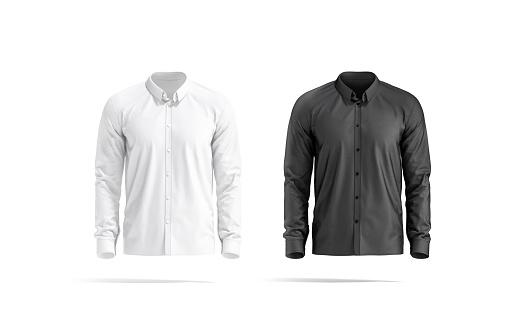 Conjunto de maqueta de camisa clásica en blanco y negro, vista frontal photo