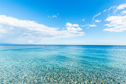 A panoramic view of the infinity mediterranea sea in front of the little towns.