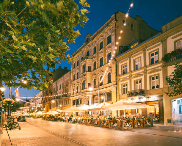 istock Piotrkowska street in Lodz during sunset 1320016976