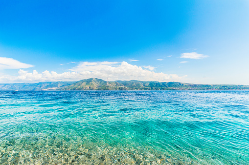 A view of the strait of Messina in a sunny day of summer.