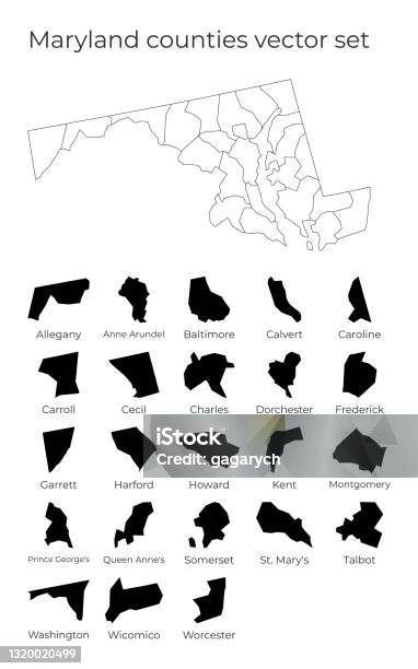 Maryland Map With Shapes Of Regions Stock Illustration - Download Image ...