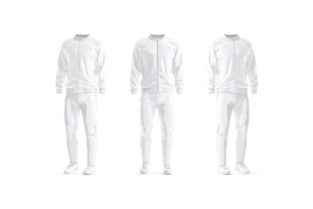 istock Blank white sport tracksuit mockup, front and side view 1320025161