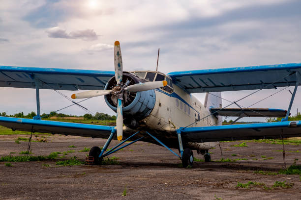 istock Abandoned planes old an-2 in the open air. 1320025311