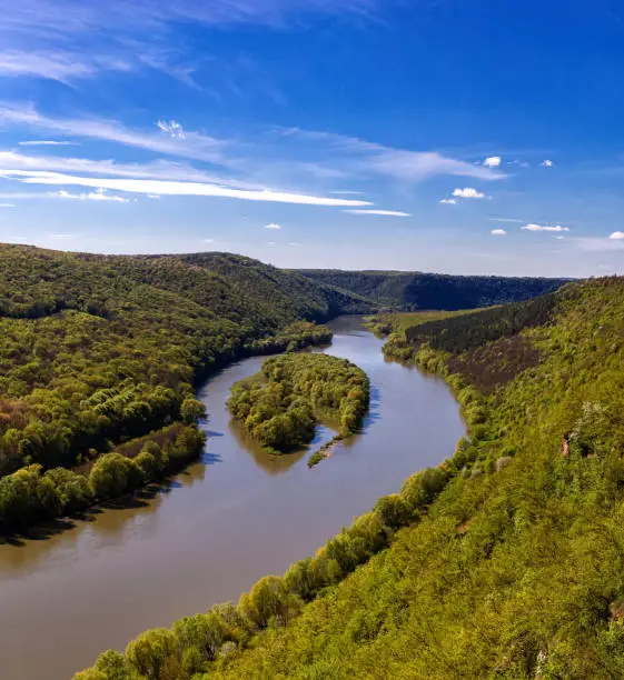 Photo of beautiful view of yin yang island in the river canyon.