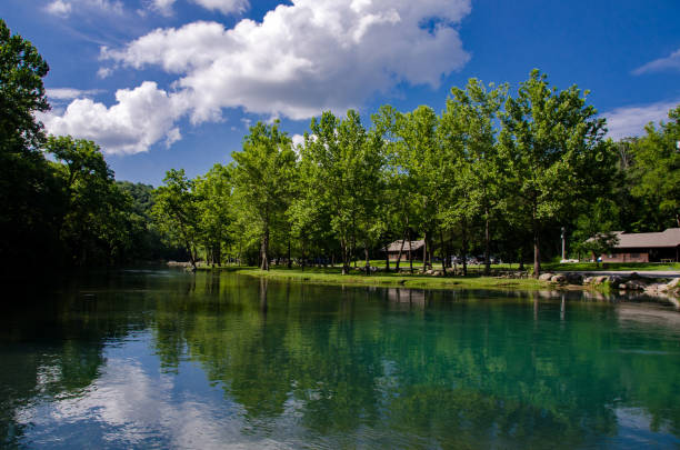 Free picture: lakeside, blue sky, reflection, spring time, clouds ...