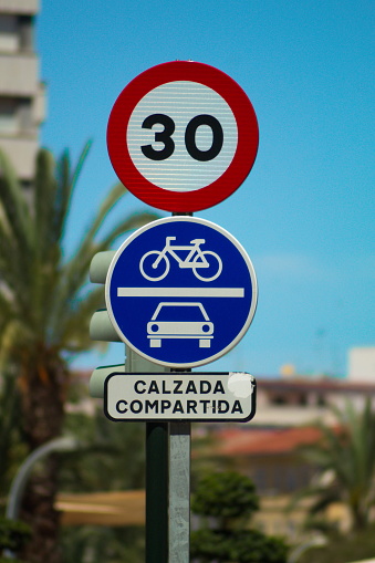 Circular traffic signs with warning signs to make driving safe
