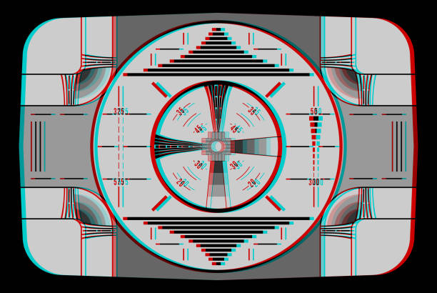 illustrazioni stock, clip art, cartoni animati e icone di tendenza di modello di test televisivo vintage - diagram circle old old fashioned