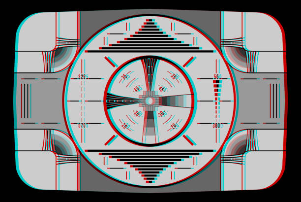 Vintage Television Test Pattern Vintage television test pattern. 3d anaglyph processing. stay tuned concept stock illustrations