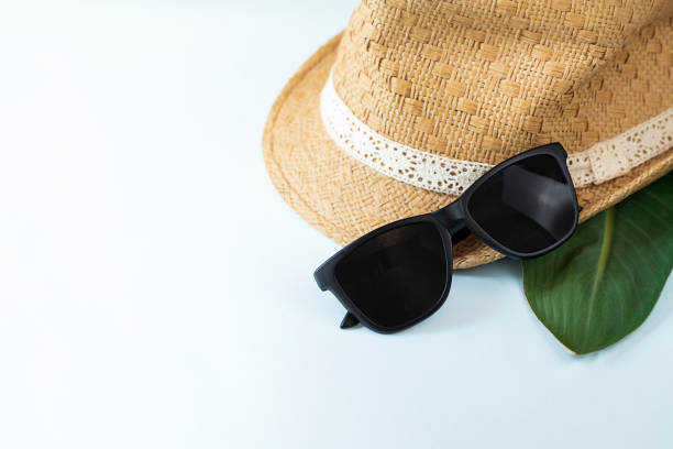 istock Straw hat, sun glasses, sunscreen. Summer vacation concept 1320037505
