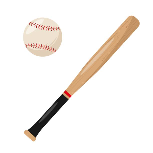 야구 방망이와 공. 스포츠 장비 요소. - baseball batter stock illustrations