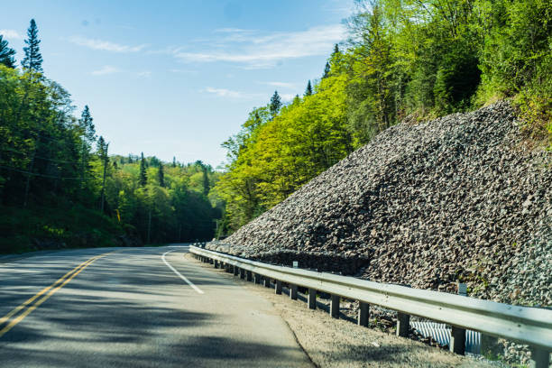 Country Road with rocky hillside