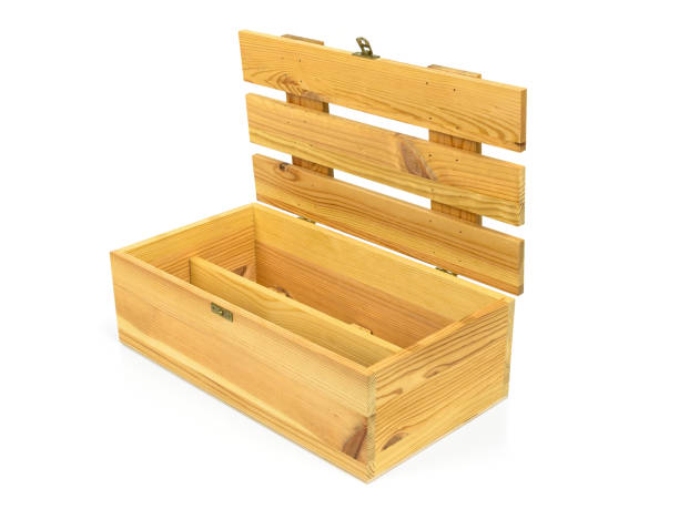 istock Open wooden crate on white background 1320042203