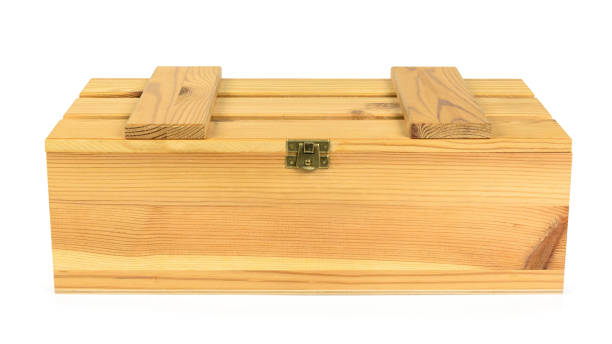 istock Closed wooden crate on white background 1320042229