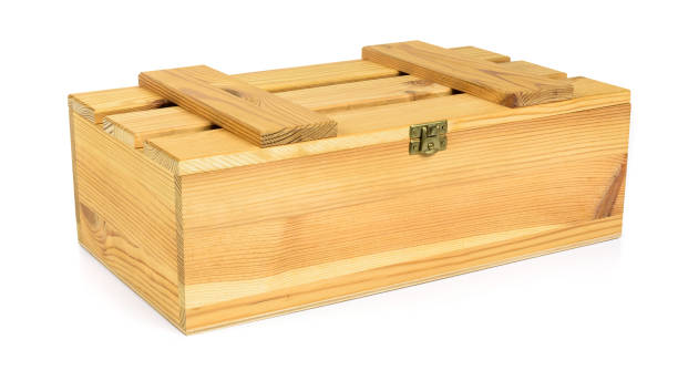 istock Closed wooden crate on white background 1320042232