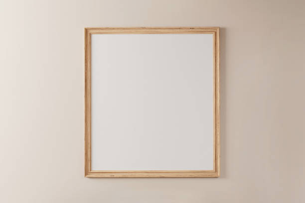 istock Wooden frame with white background on pastel painted wall 1320047470