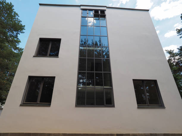 Dessau, Germany - Circa June 2019: Bauhaus masters houses designed in 1925 for Walter Gropius, Laszlo Moholy Nagy, Lyonel Feininger, Georg Muche, Oskar Schlemmer, Wassily Kandinsky and Paul Klee