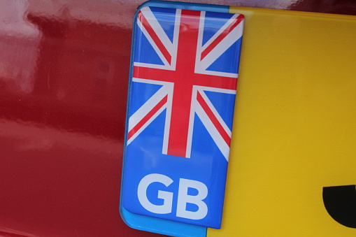 Great Britain Flag on a Vehicle Registration Plate
