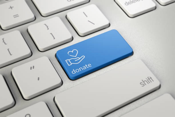 Modern White Keyboard wih Donate Button donate, love, button,
High quality 3d render of a modern white keyboard with blue colored Donate button and copy space. Donate keyboard button has an icon and text on itself. Horizontal composition with selective focus. Great use for donation, chairity, crowdfunding related concepts. charitable donation stock pictures, royalty-free photos & images