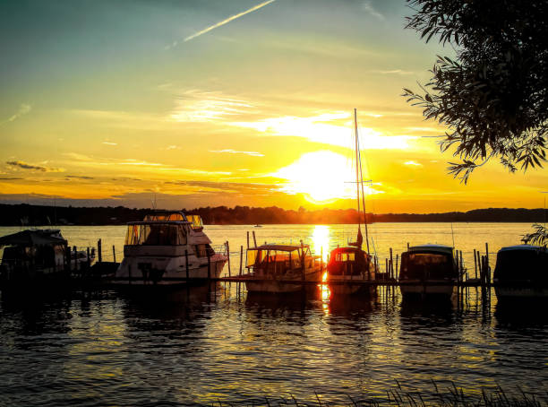 istock Boats Docked at Sunset on Chautauqua Lake 1320070165