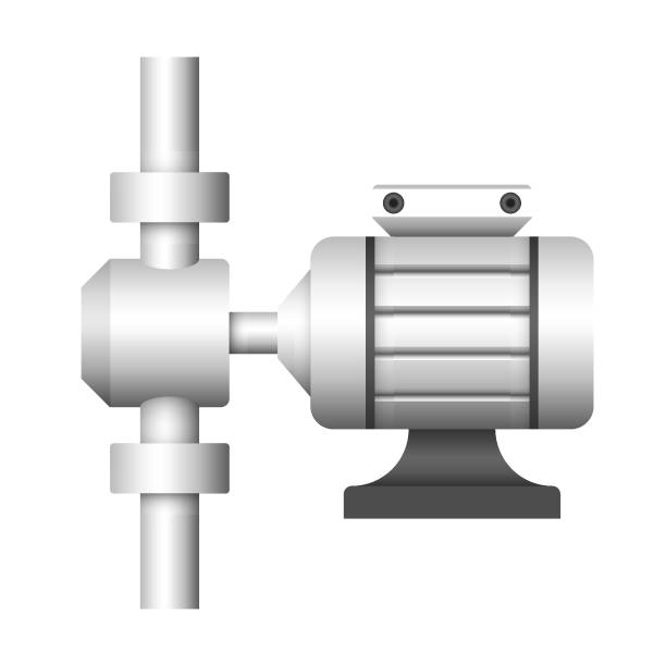 제어, 분배 및 공급 물을 위해 흰색 배경에 격리 된 물 펌프 벡터 일러스트 디자인. - turbine small electric motor electricity stock illustrations