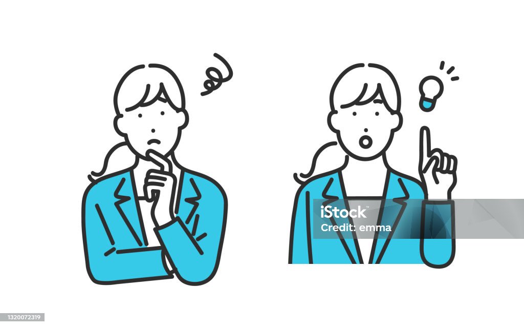 ●表情はビジネスパーソンのイラストをセット - 心配するのロイヤリティフリーベクトルアート