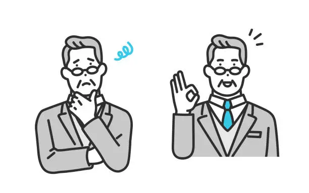 Vector illustration of Facial expression set illustration of a business person