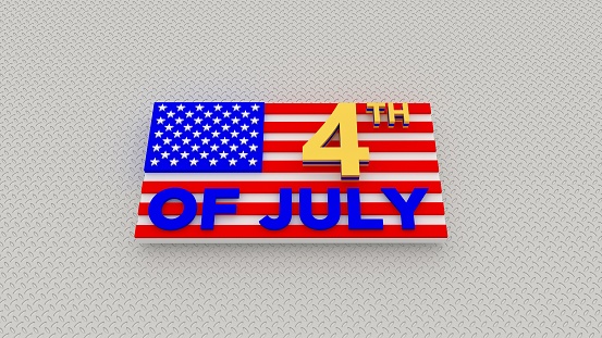 3D USA Flag with 4th of July on abstract background, Independence day of United States. for design content