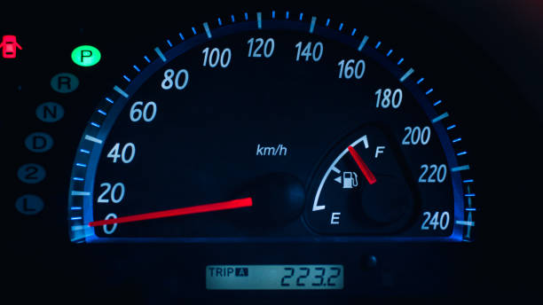 istock Speedometer of a car illuminated 1320077321