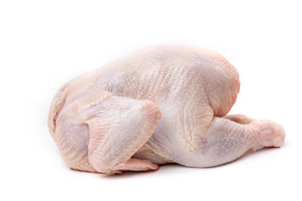 istock Raw chicken carcass isolated on a white background. Close-up 1320077395