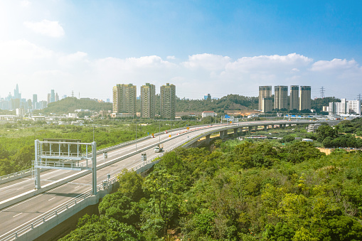 View of Heung Yuen Wai (HYW) Highway in Hong Kong