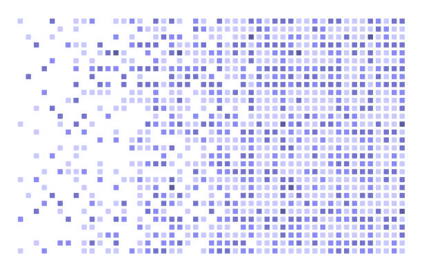 tiled fade blue broken pixels horizontal gradient background faded condition stock illustrations