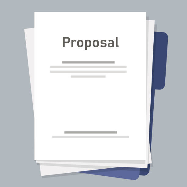 stockillustraties, clipart, cartoons en iconen met proposal document for project submission request purchasing sales paper - verkooppraatje