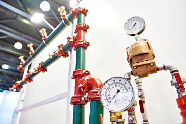 Photo of Pressure gauges and sprays extinguishing system in exhibition